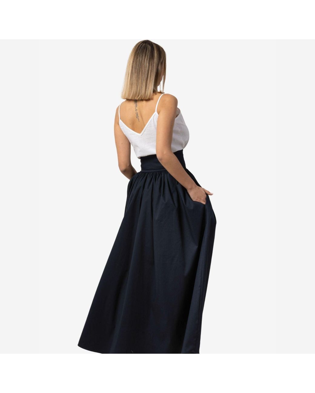 Nikka Place Blue Wisteria Dark Cotton Maxi Skirt