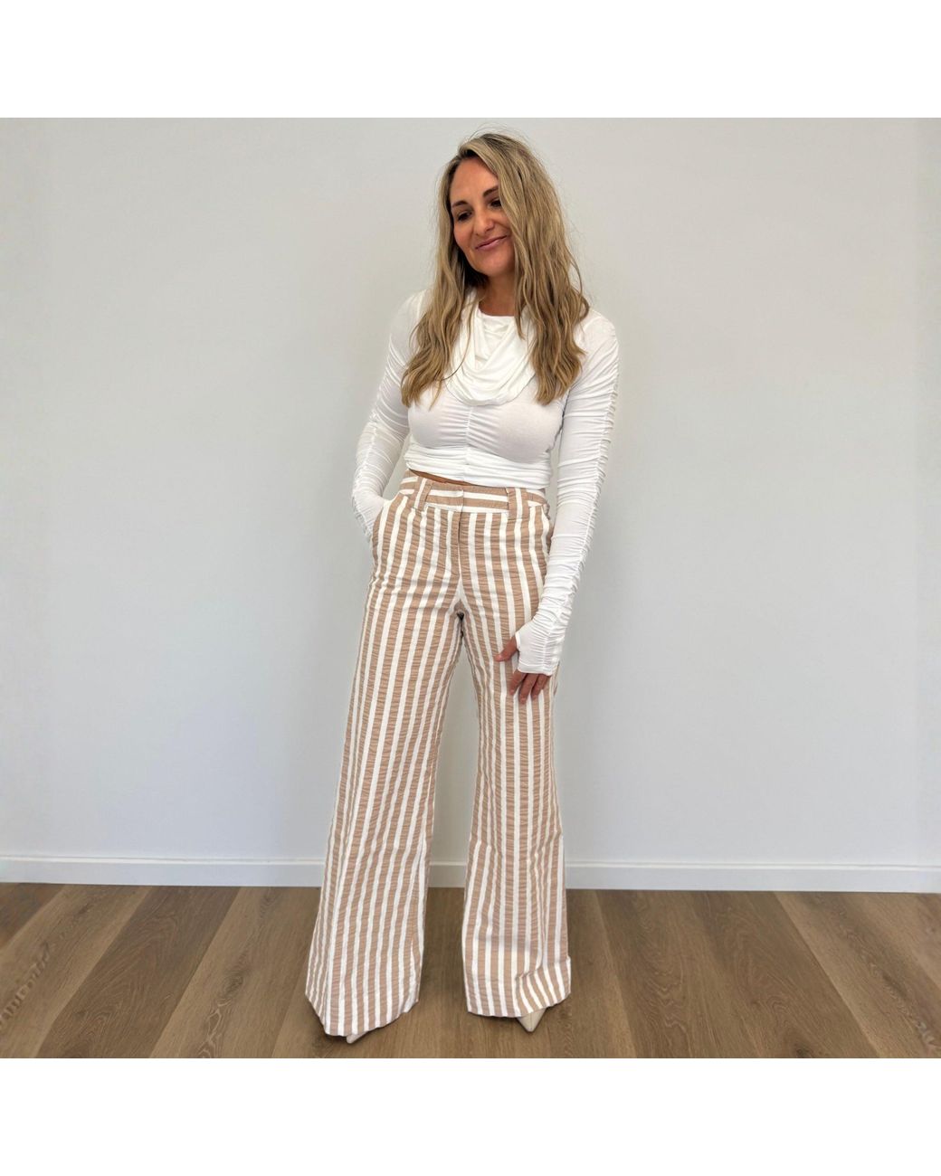 LIZ SKORSIS Pink Maddix Wide Leg Pant –