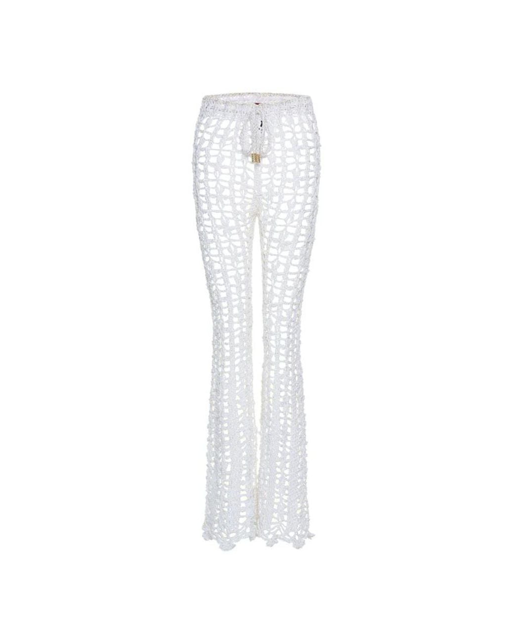 Andreeva White Vanilla Handmade Crochet Pants