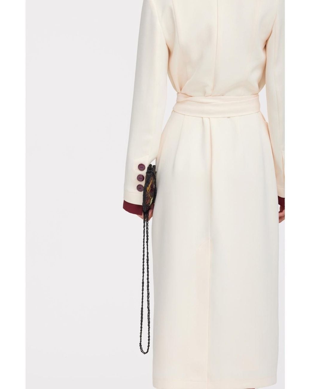Julia Allert White Two-Tone Asymmetric Draped High-Neck Midi Dress