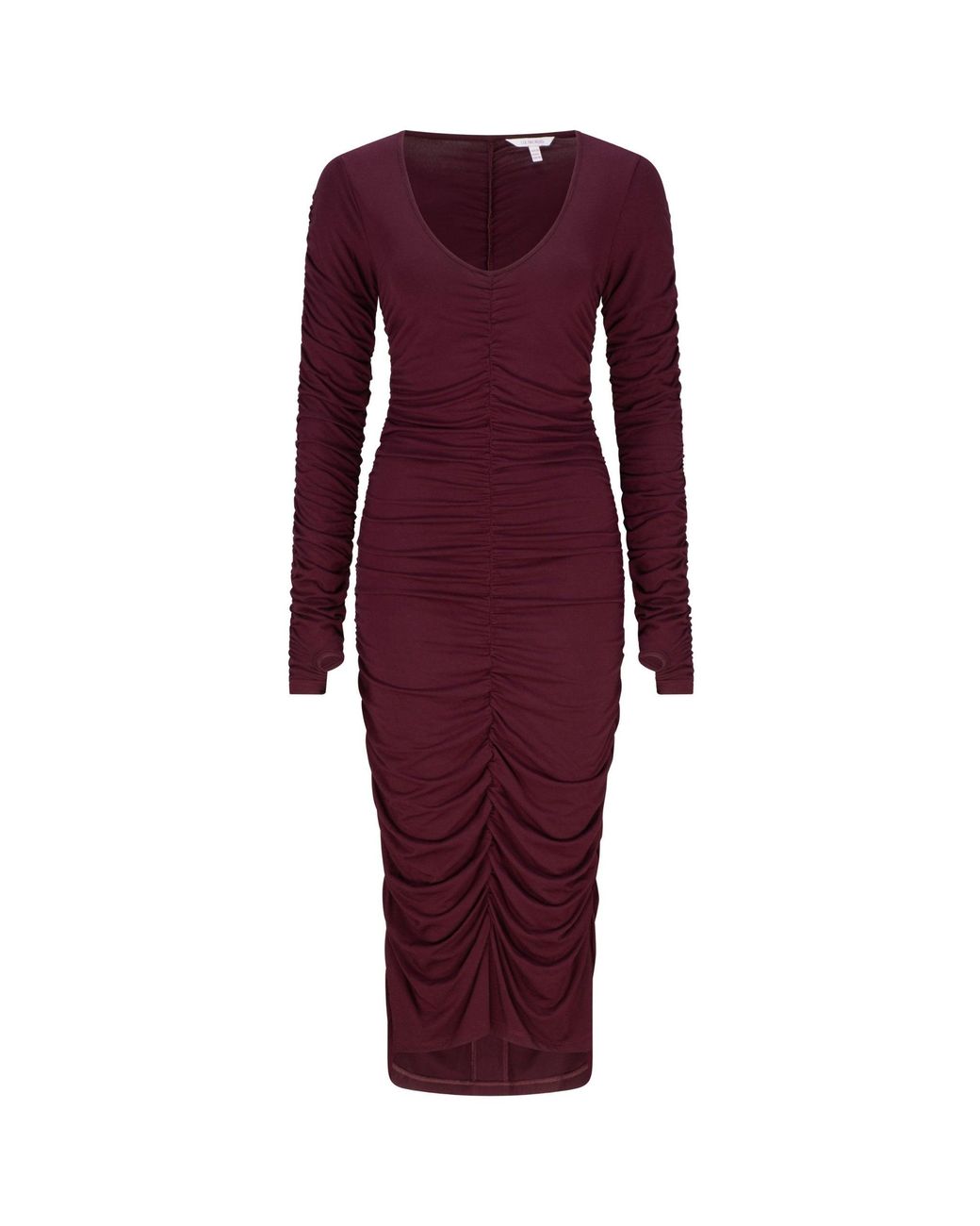 LIZ SKORSIS Purple Viva Scoop Neck Ruched Dress