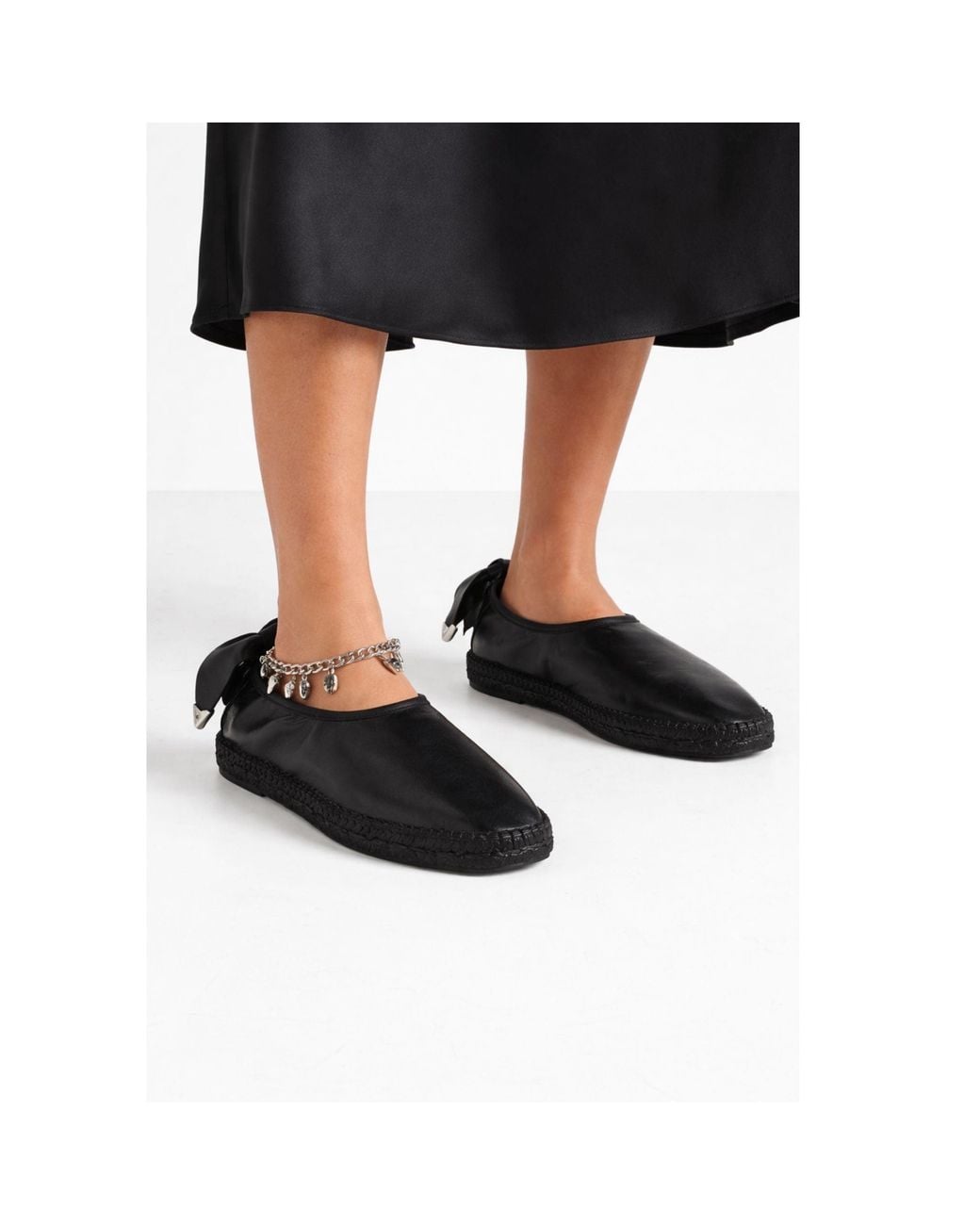 Toga Blue Leather Espadrille Slip-On With Chain