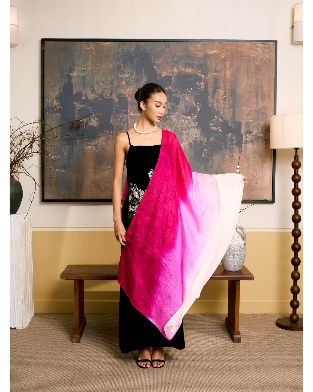 SILK & BEARS Pink Hot Ombre Scarf