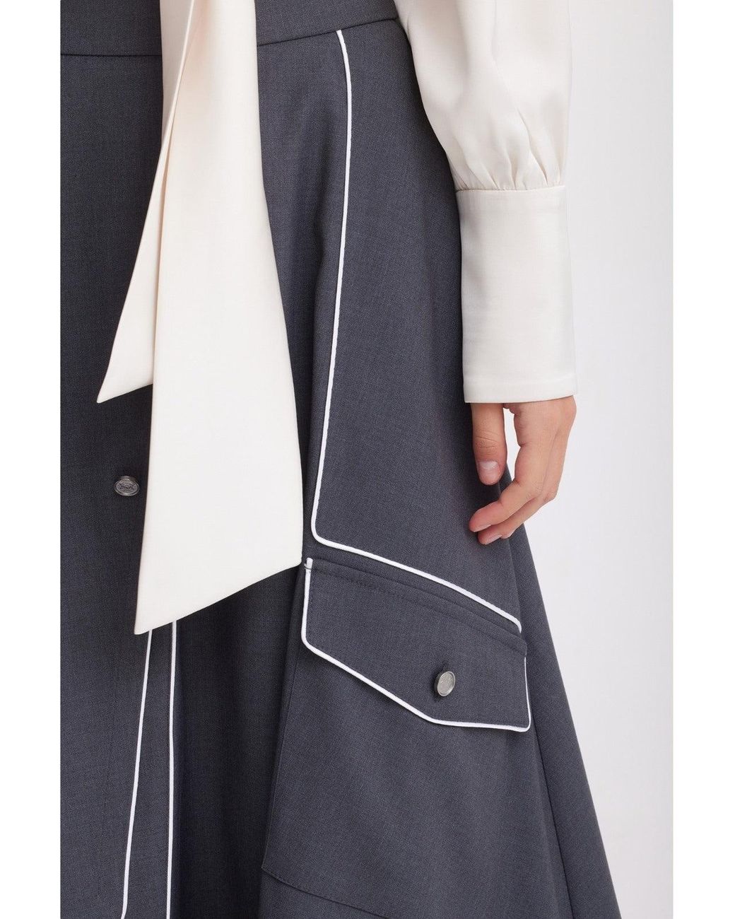 Julia Allert Blue Tailored Asymmetrical Midi Skirt