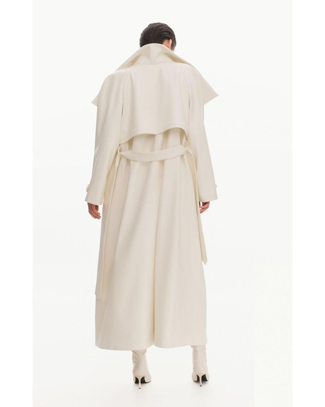 KRIS MARAN White Maxi Leather Trench Coat