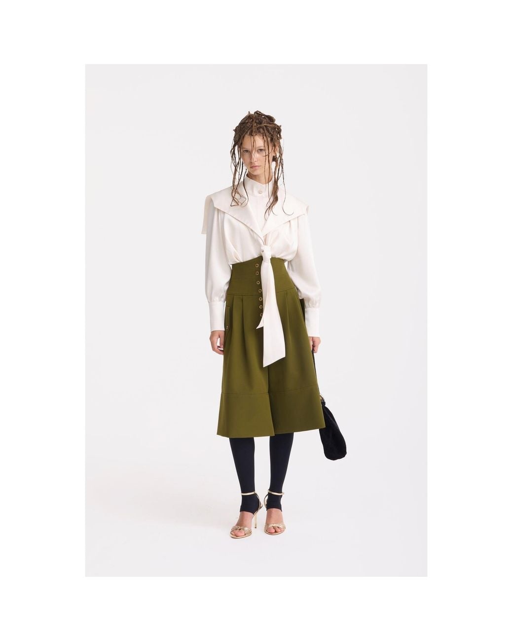Julia Allert Green High-Waisted Cargo Culotte Shorts