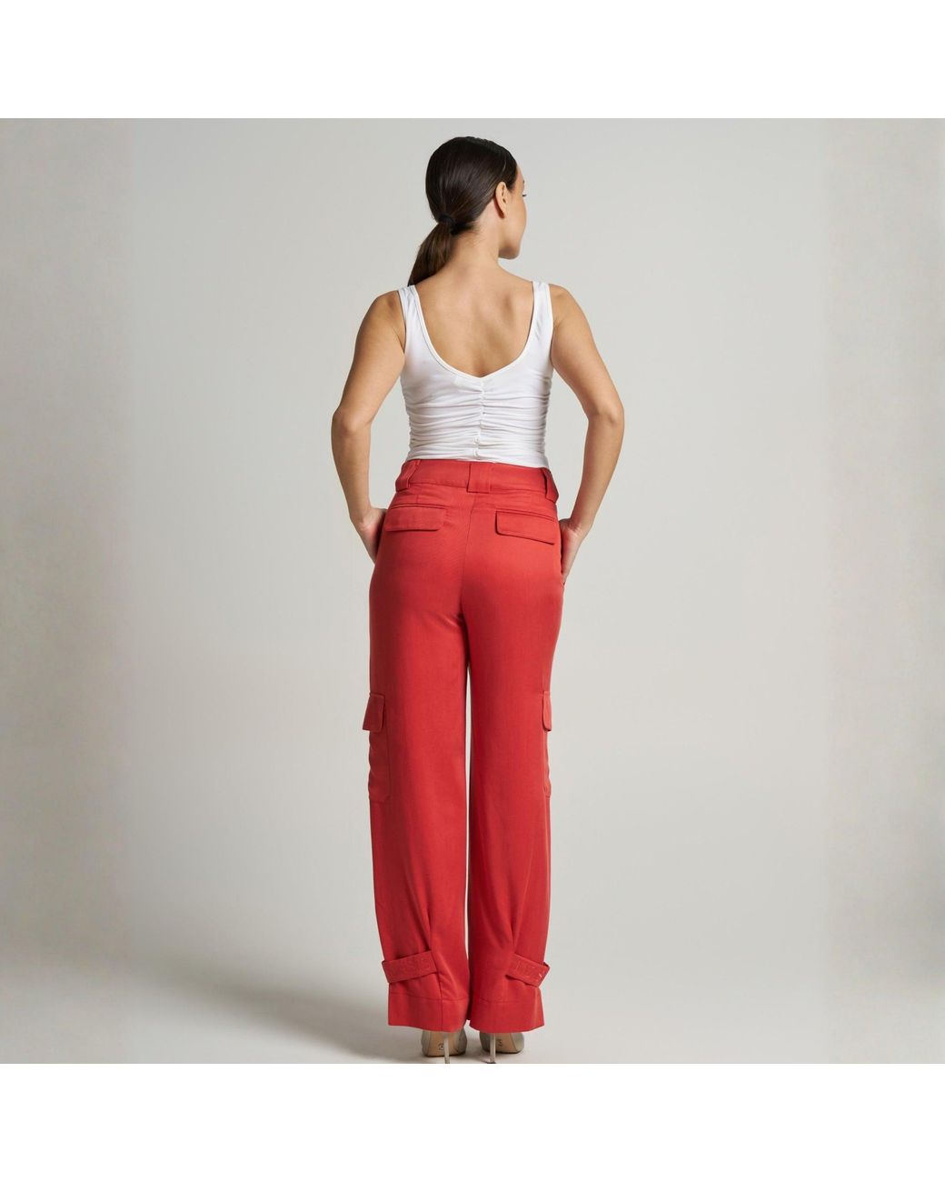 LIZ SKORSIS Red Rena Cargo Pants