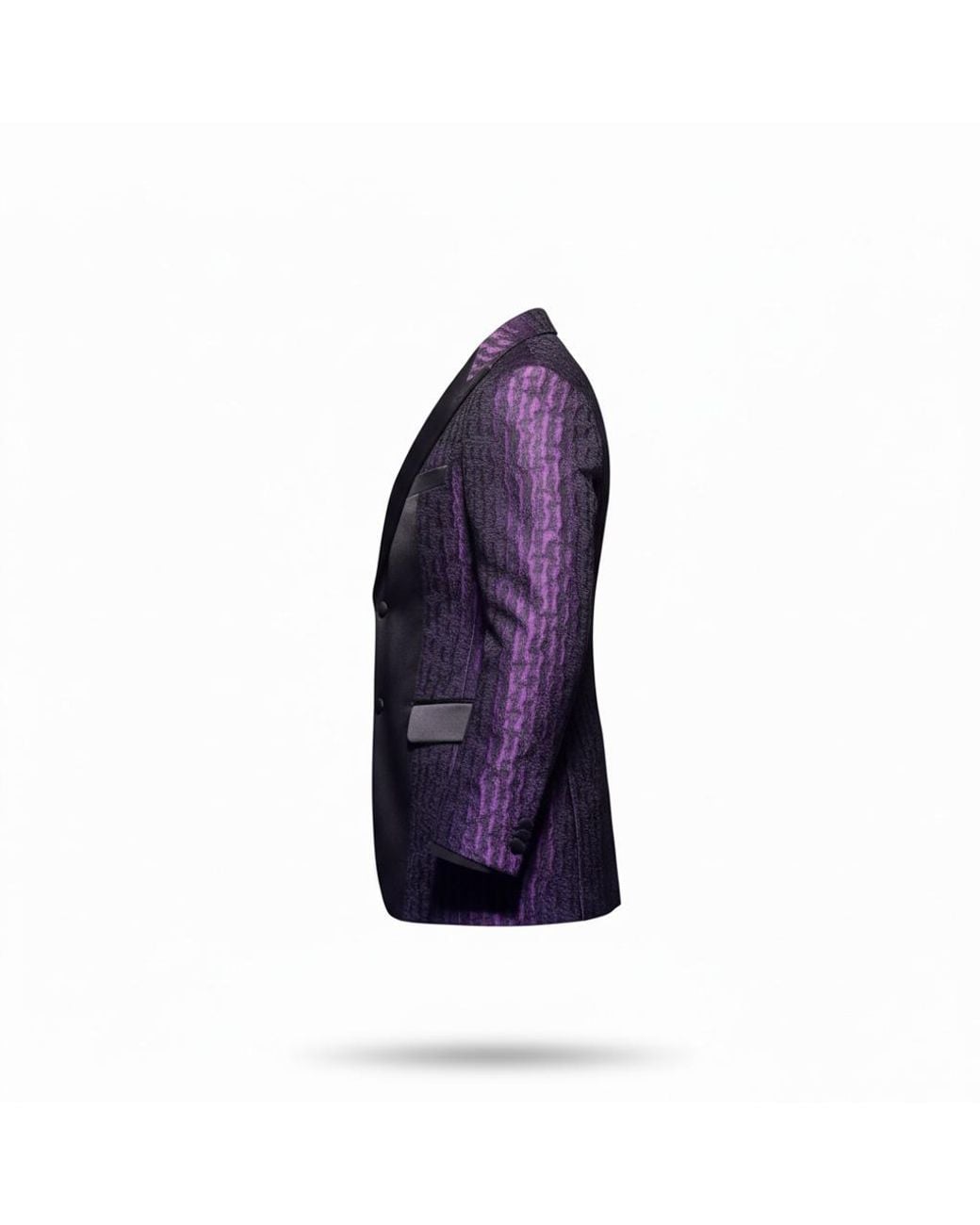 PERRY JONES Black Jacquard Middle Divide Tuxedo Jacket for men