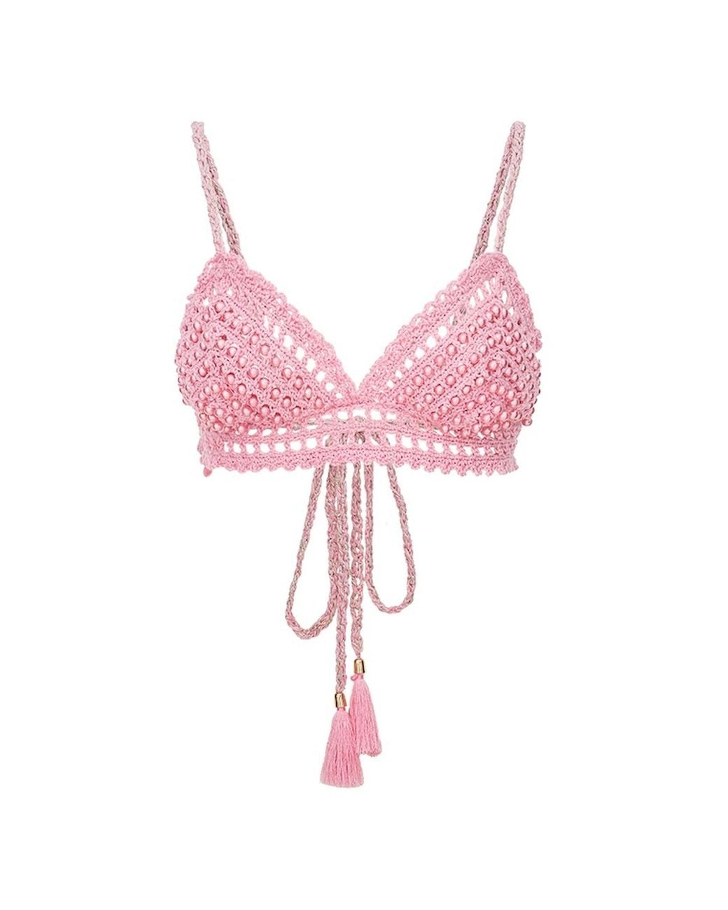 Andreeva Pink Pearl Handmade Crochet Bra
