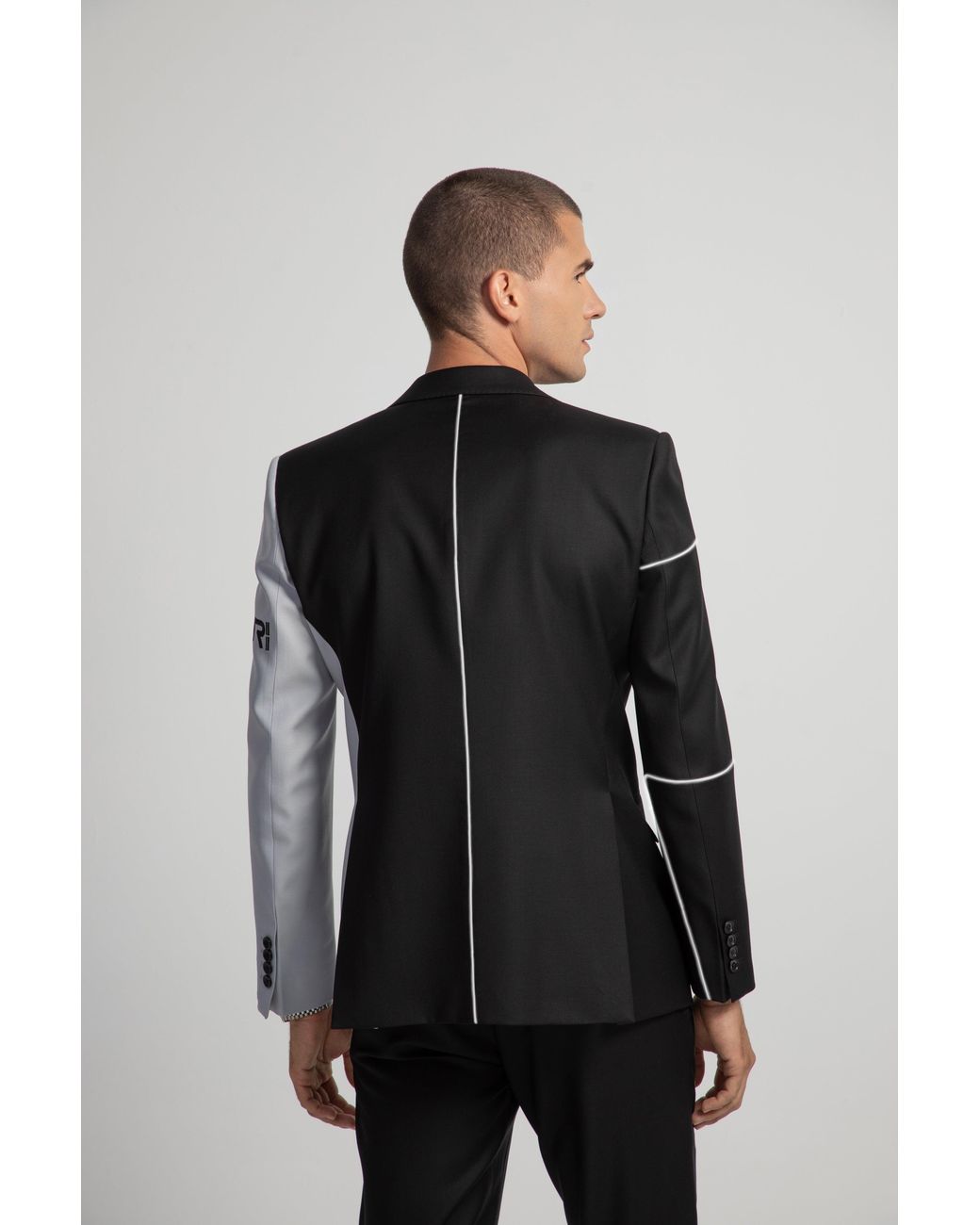 VICTOURRIAHZ Black Reflective Lined Tailored Jacket for men