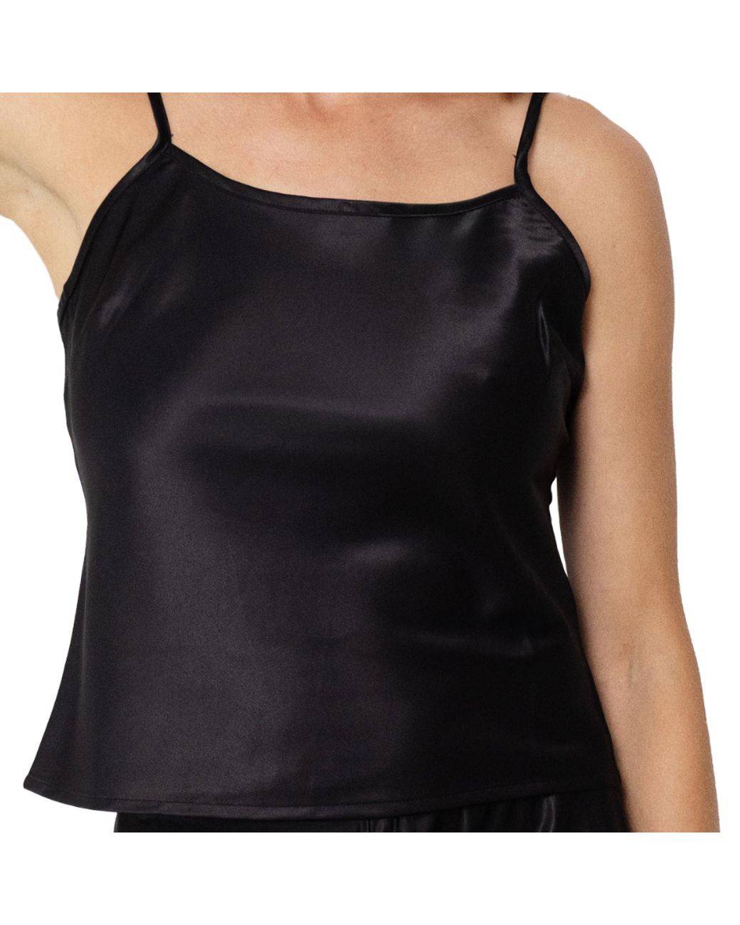 Self-Adore Black Olivette Satin Top
