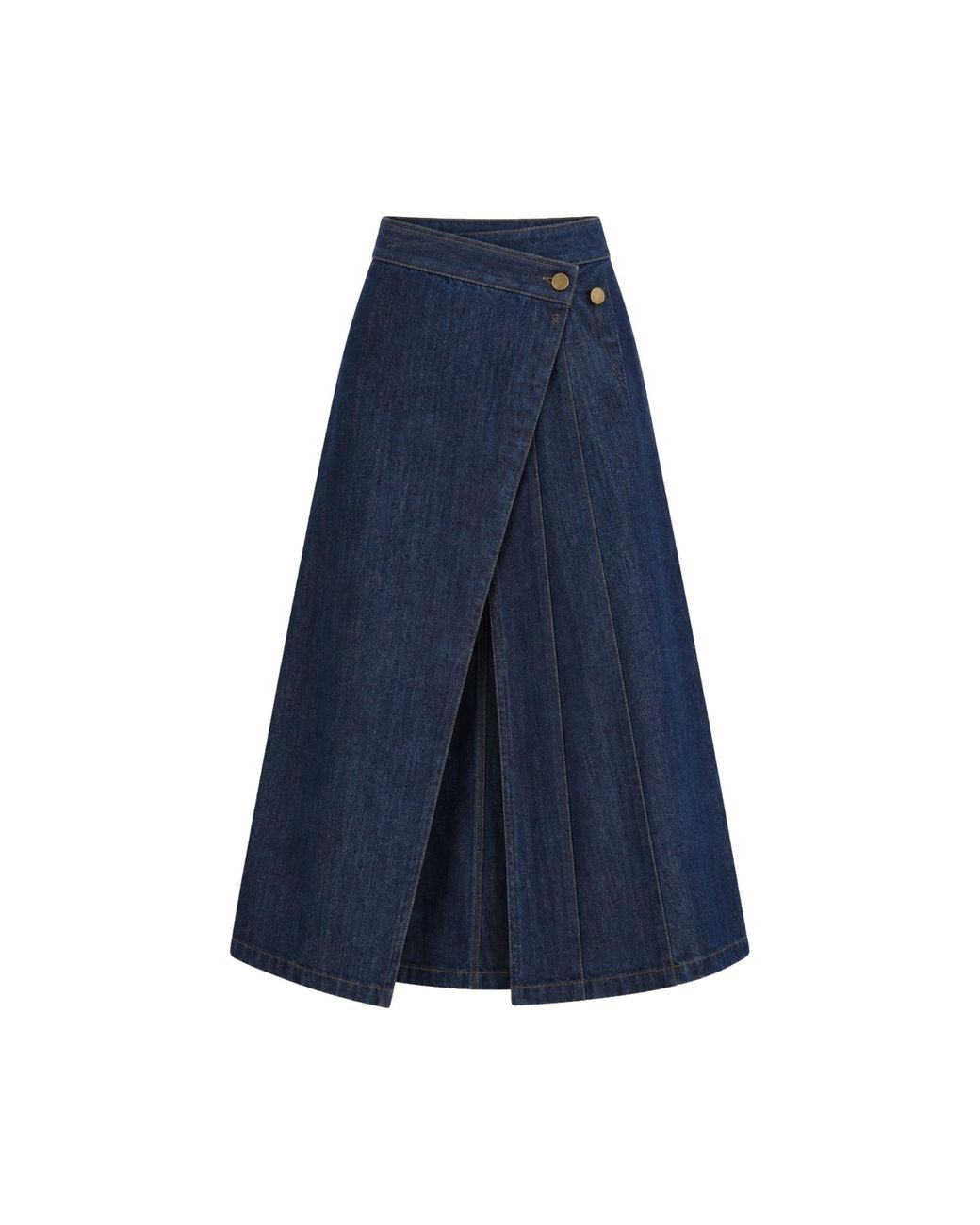 SOEUR & FRÈRES Blue Dark Denim Wrap Maxi Skirt