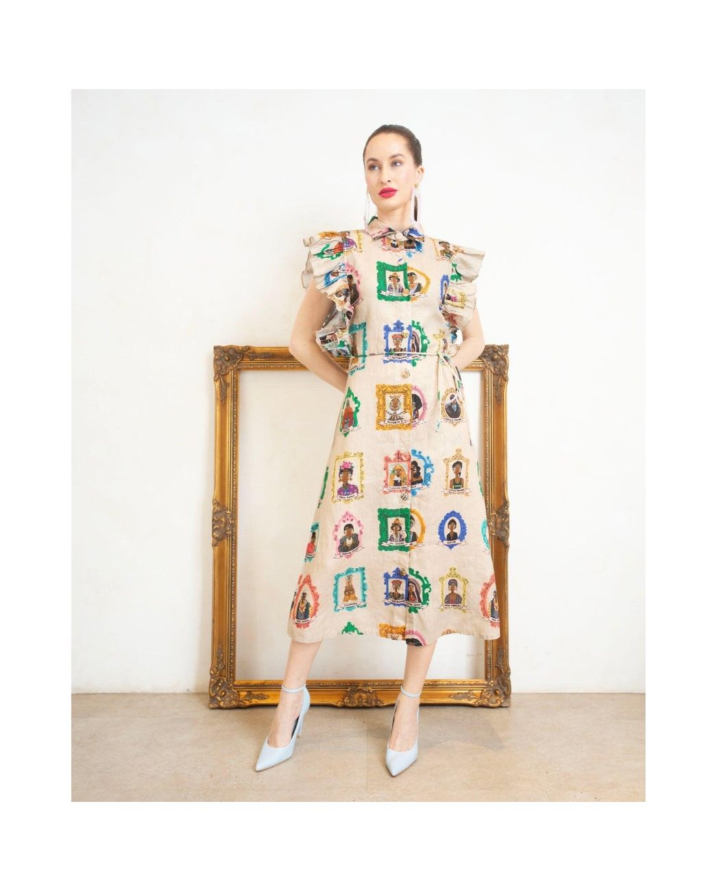 A.nty Story Multicolor Sleeveless Collared Midi Dress