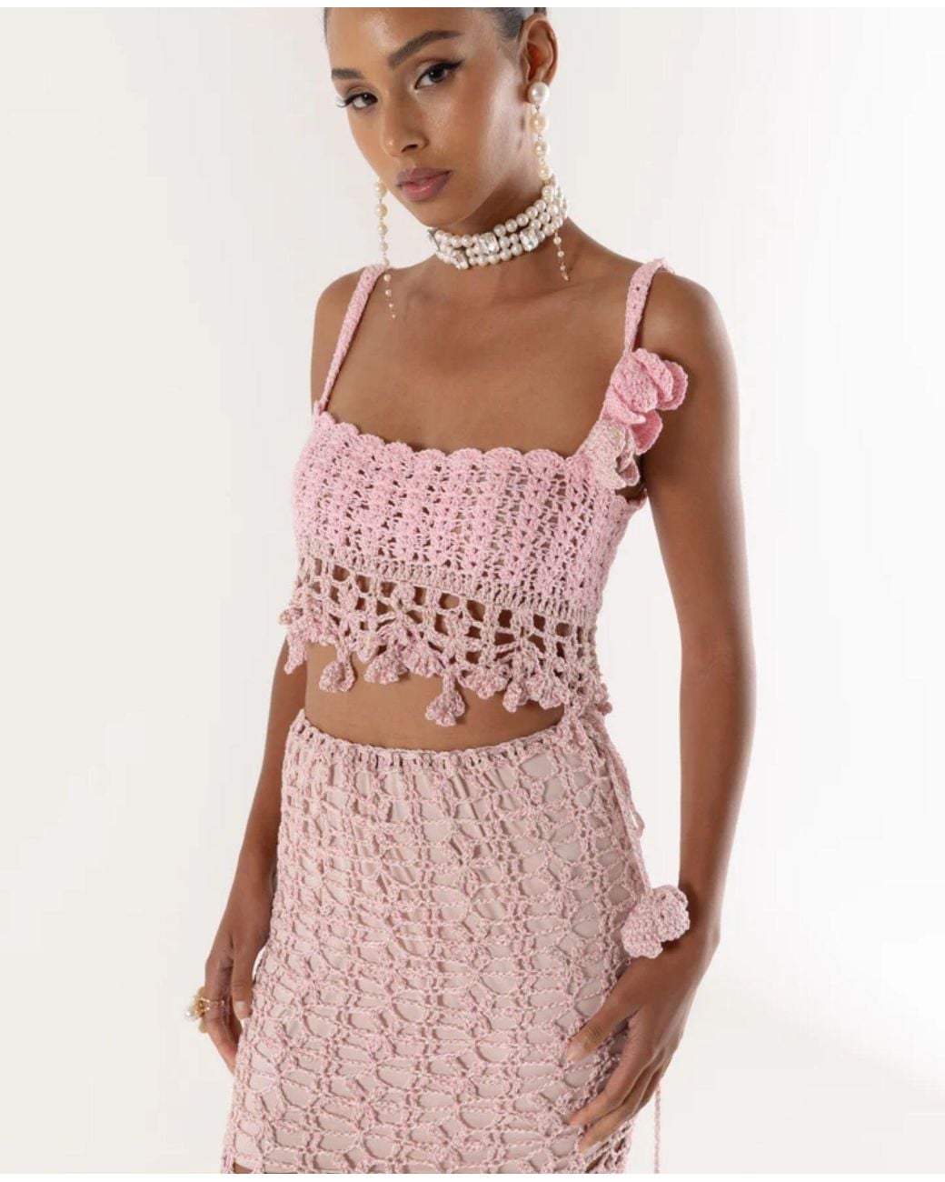 Andreeva Pink Vanilla Handmade Knit Skirt