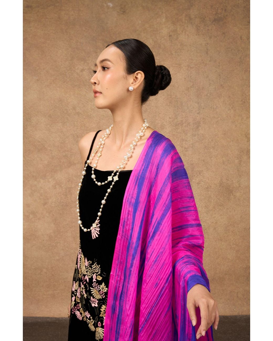 SILK & BEARS Purple Fuchsia Brushstroke Scarf