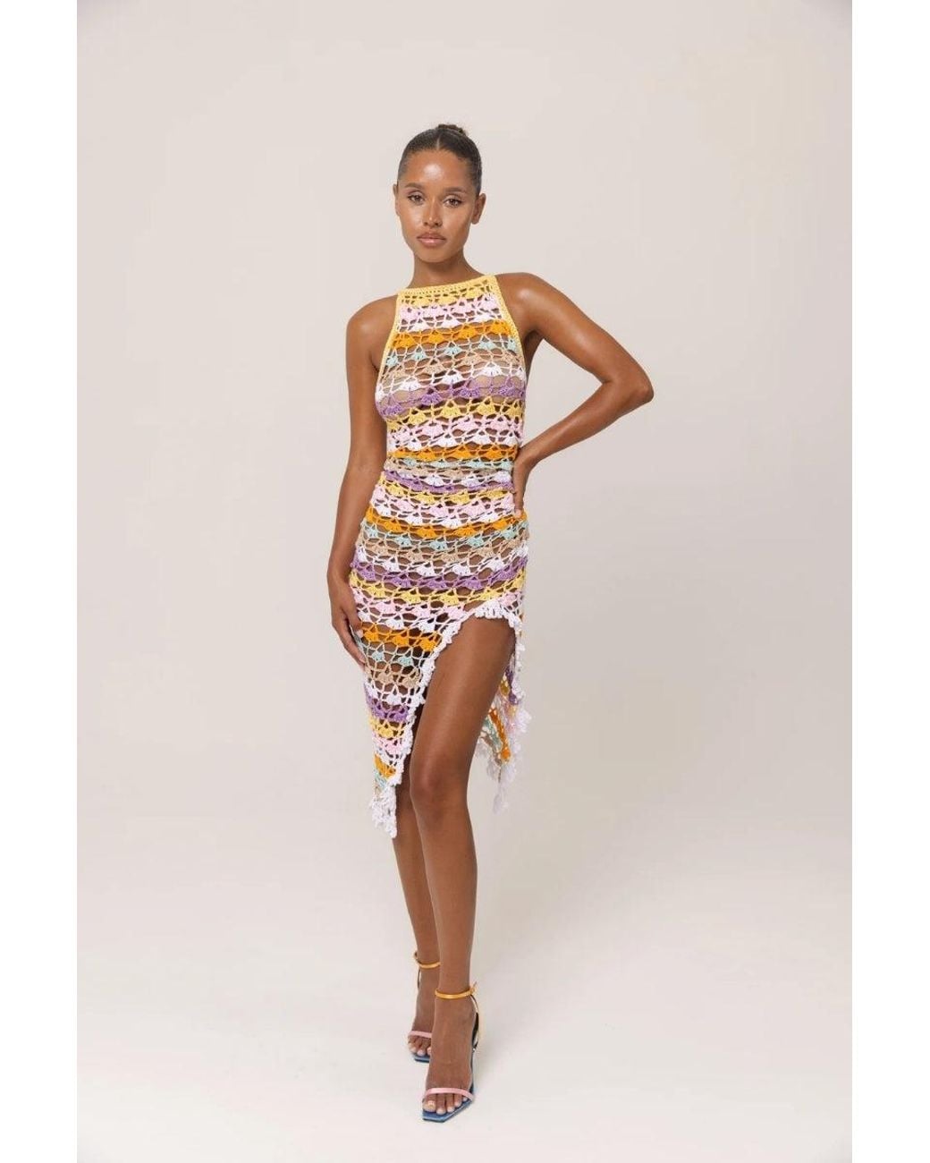 Andreeva Metallic Handmade Midi Crochet Dress