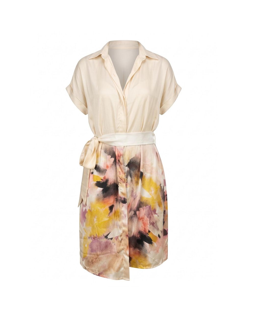 IEVA Natural Peach Multicolour Sequin Shirt Dress