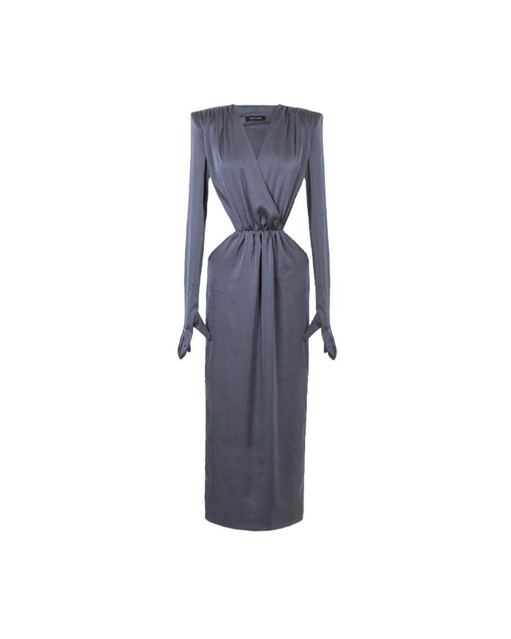 KRIS MARAN Blue Long Sleeve Silky Dress With Cutouts