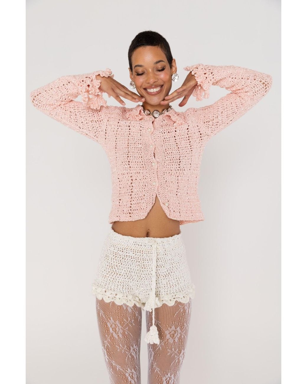 Andreeva Natural Chrysanthemum Handmade Crochet Shorts