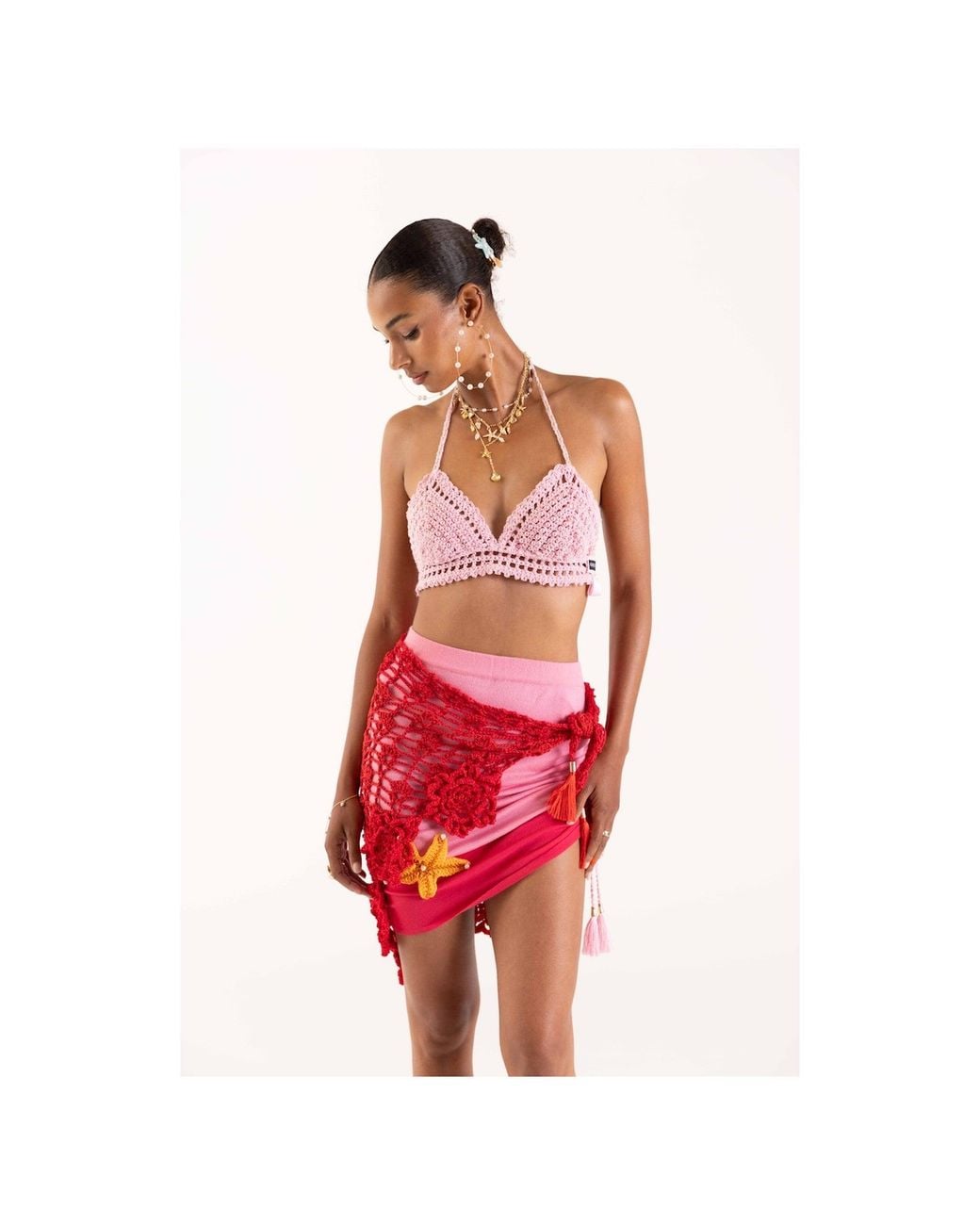 Andreeva Pink Pearl Handmade Crochet Bra