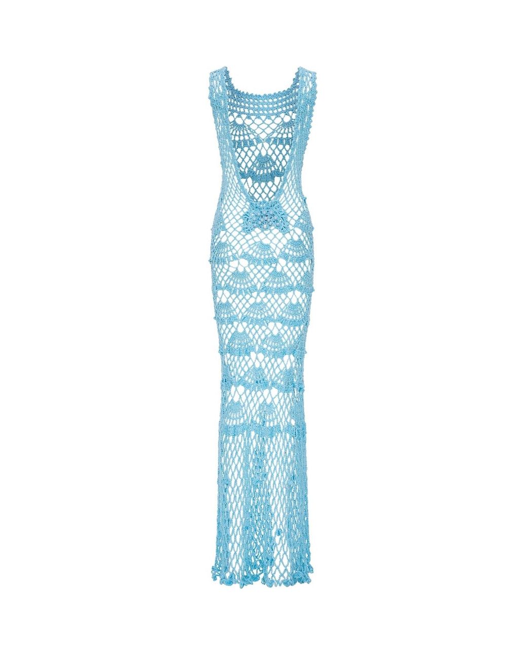 Andreeva Blue Aqua Shell Handmade Maxi Crochet Dress