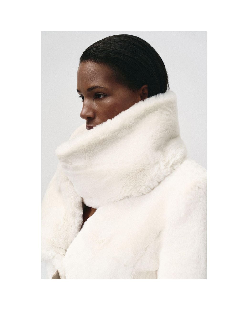 KRIS MARAN Natural Fur Maxi Coat With Shawl Collar