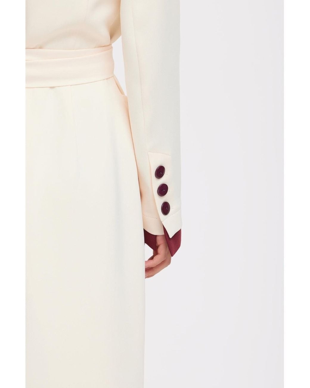 Julia Allert White Two-Tone Asymmetric Draped High-Neck Midi Dress