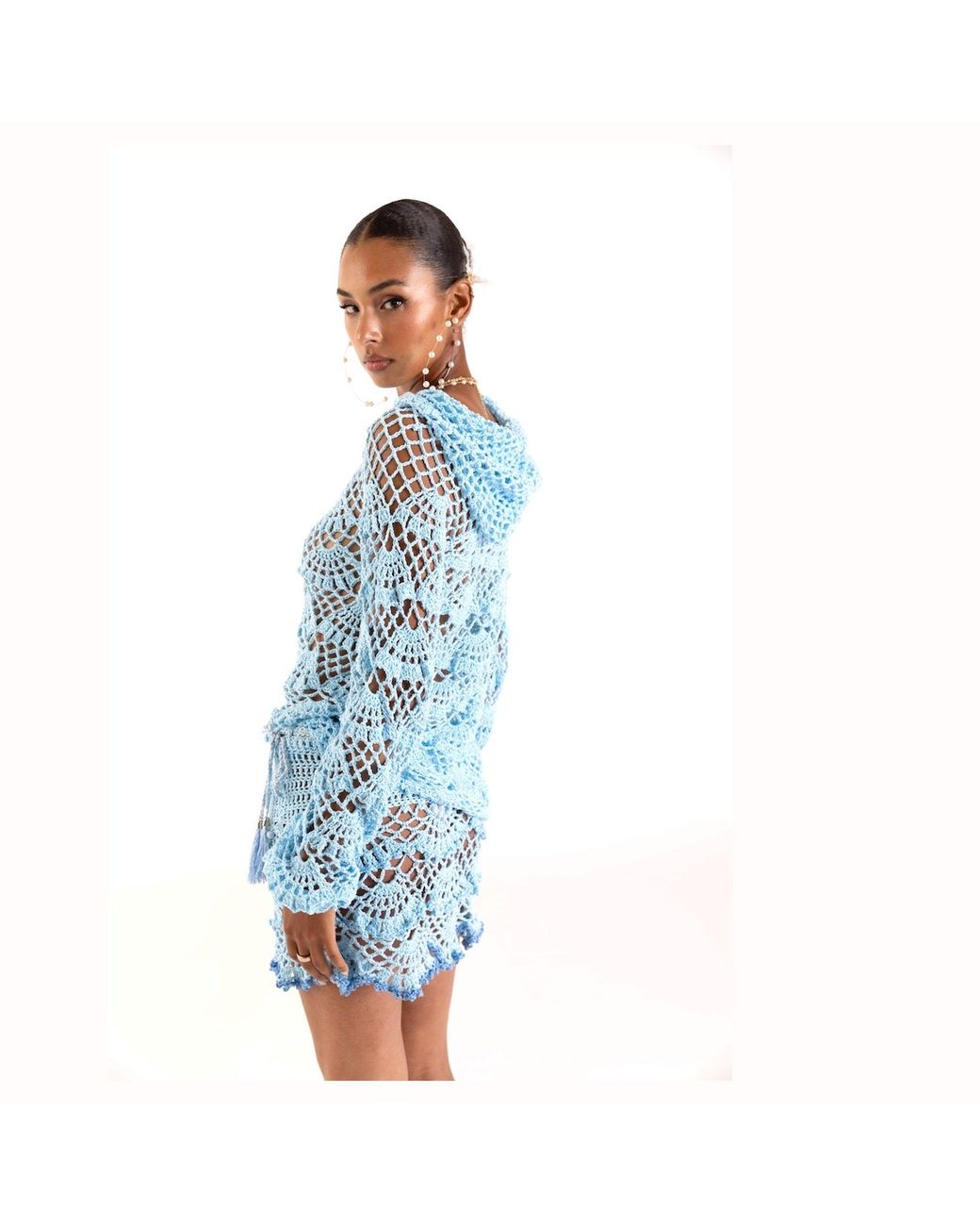 Andreeva Blue Aqua Marine Handmade Crochet Hoodie