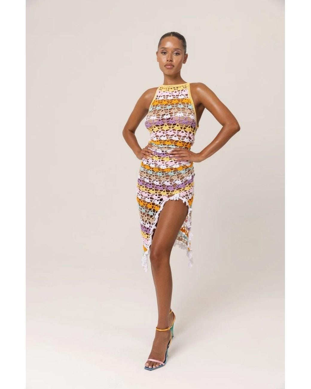 Andreeva Metallic Handmade Midi Crochet Dress