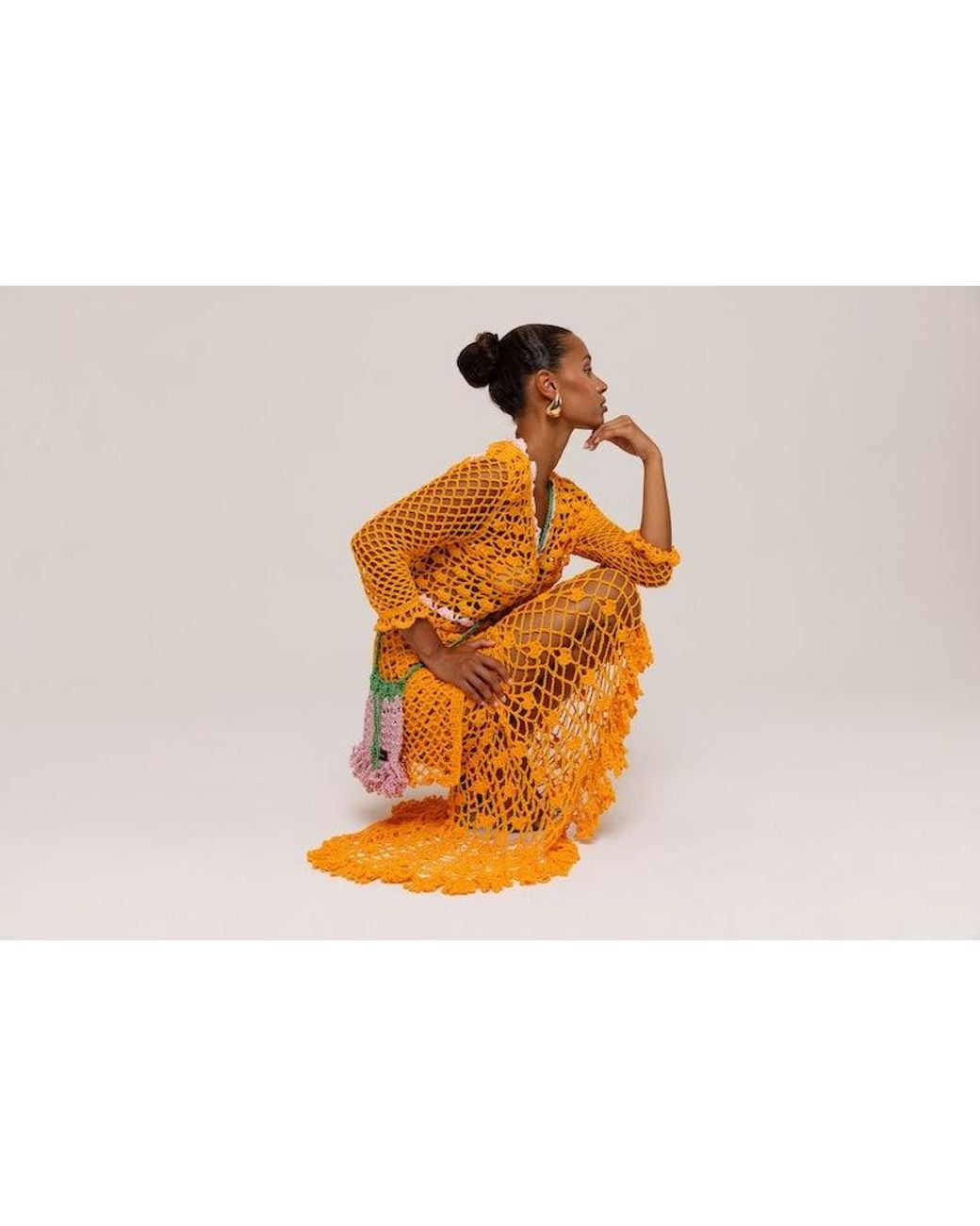 Andreeva Orange California Poppy Handmade Crochet Shirt