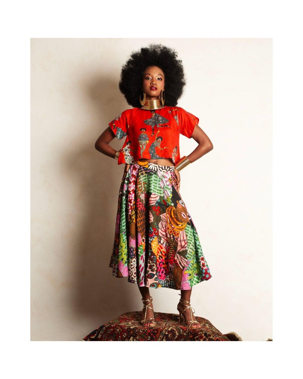 A.nty Story Multicolor A-Line Flare Skirt With Pockets