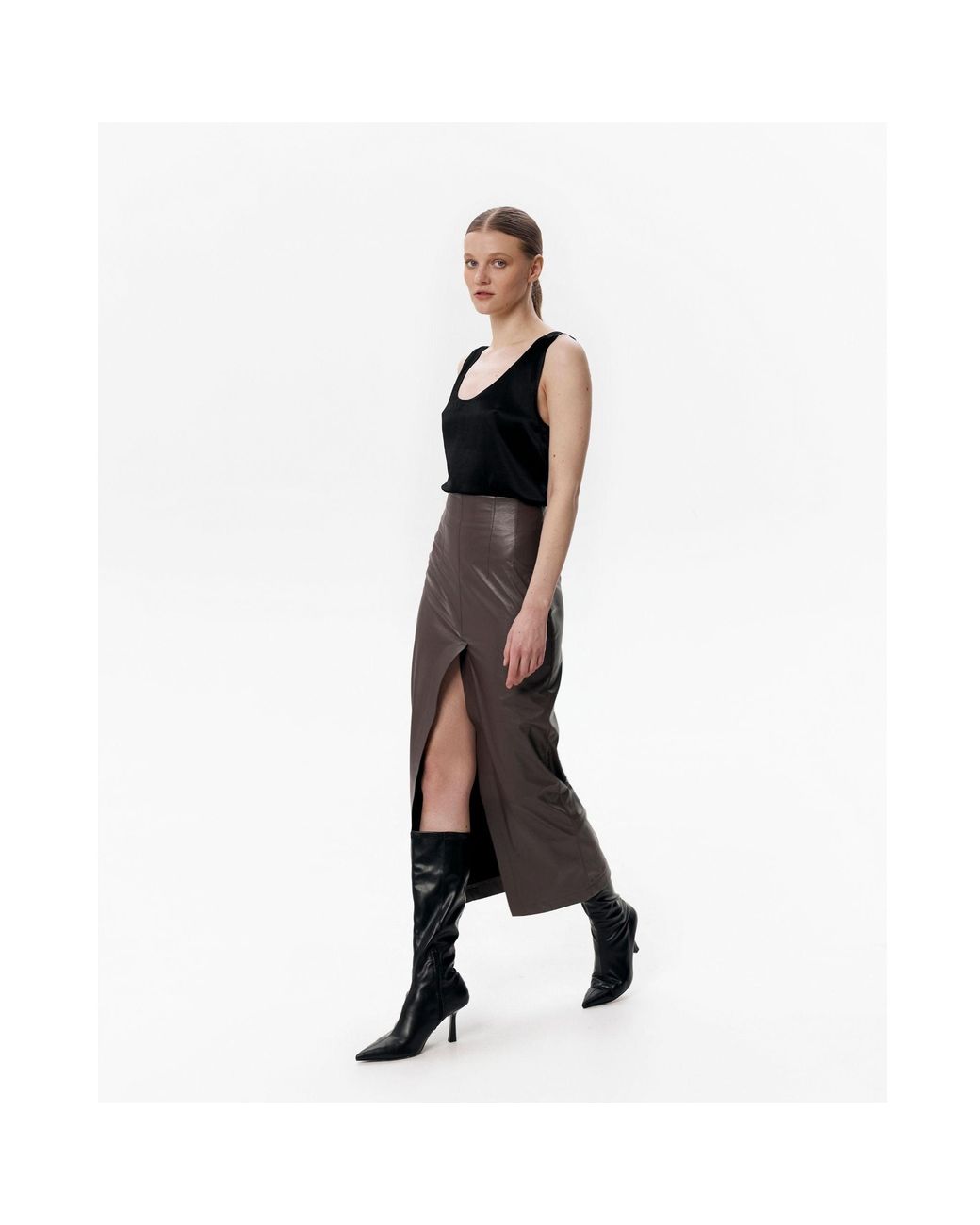 DAR ANN STUDIO Brown Agenda Skirt