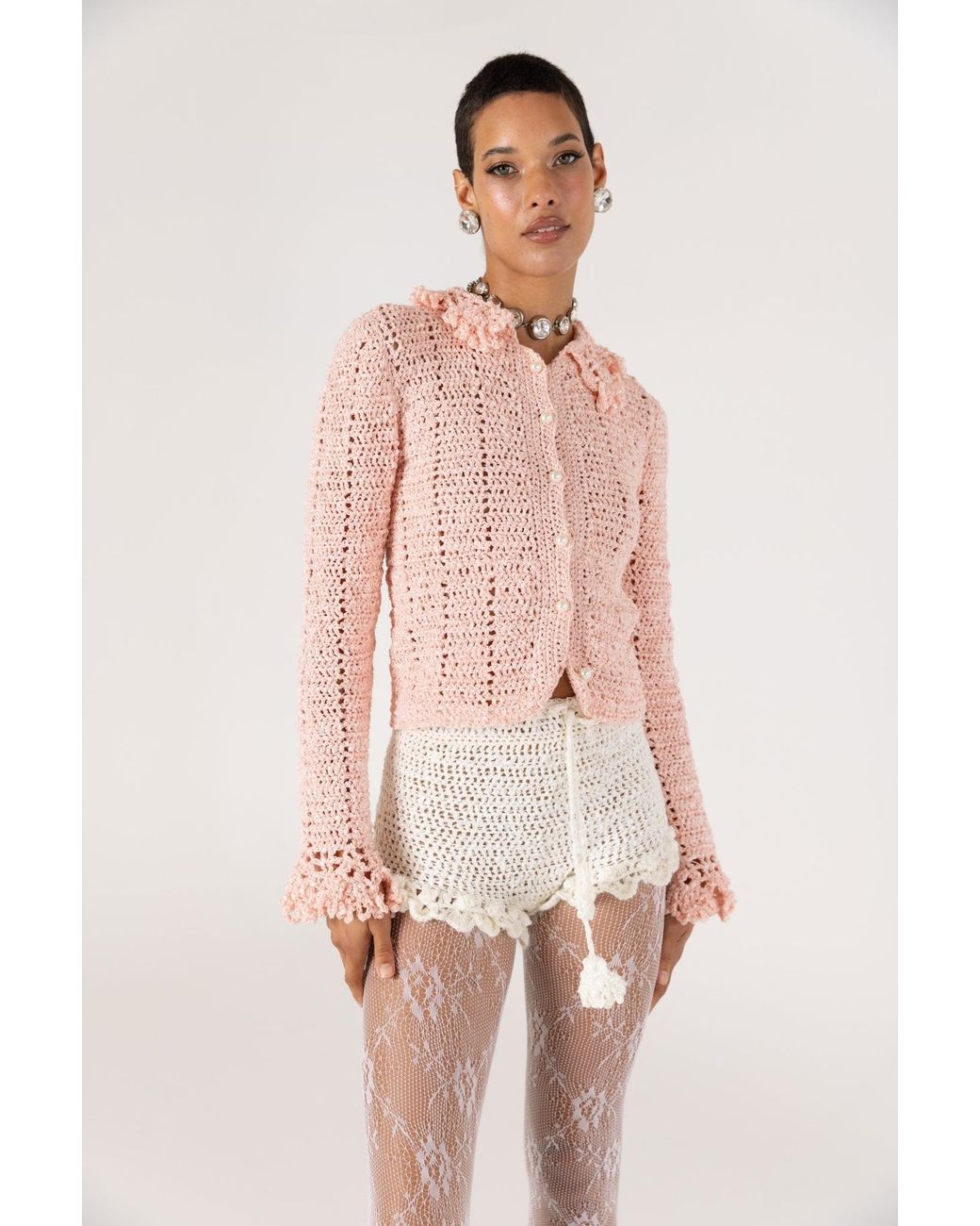 Andreeva Natural Chrysanthemum Handmade Crochet Shorts