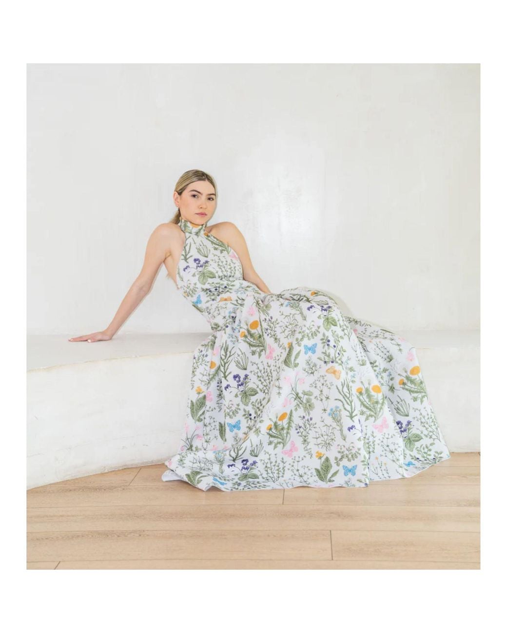 Ashley Stambouli Metallic Garden Dress