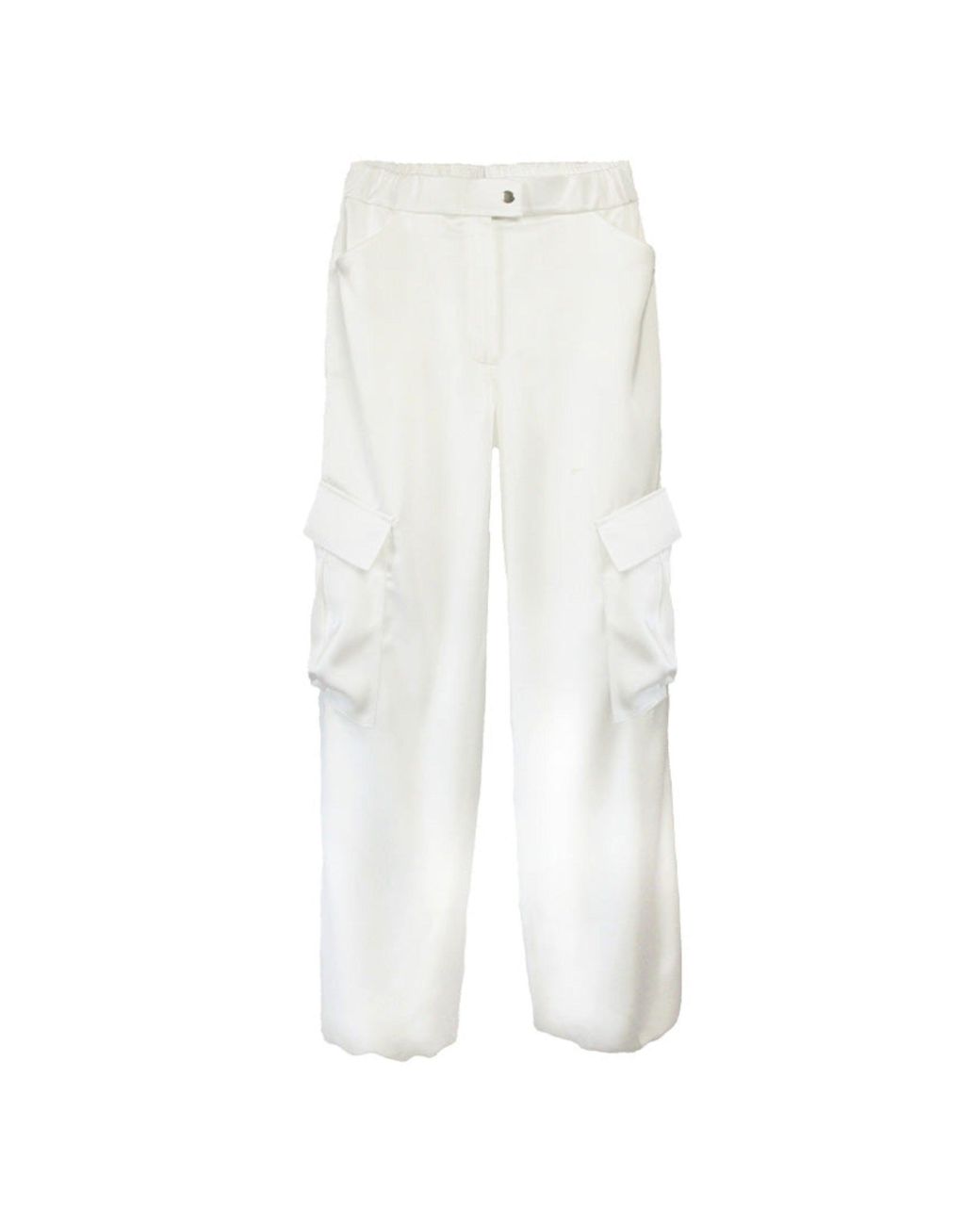 KRIS MARAN White Silky Cargo Pants