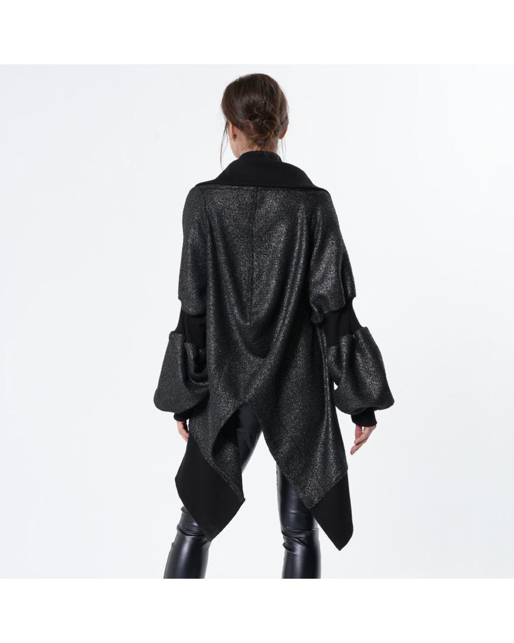 Metamorph Black Extravagant Asymmetrical Metallic Cardigan