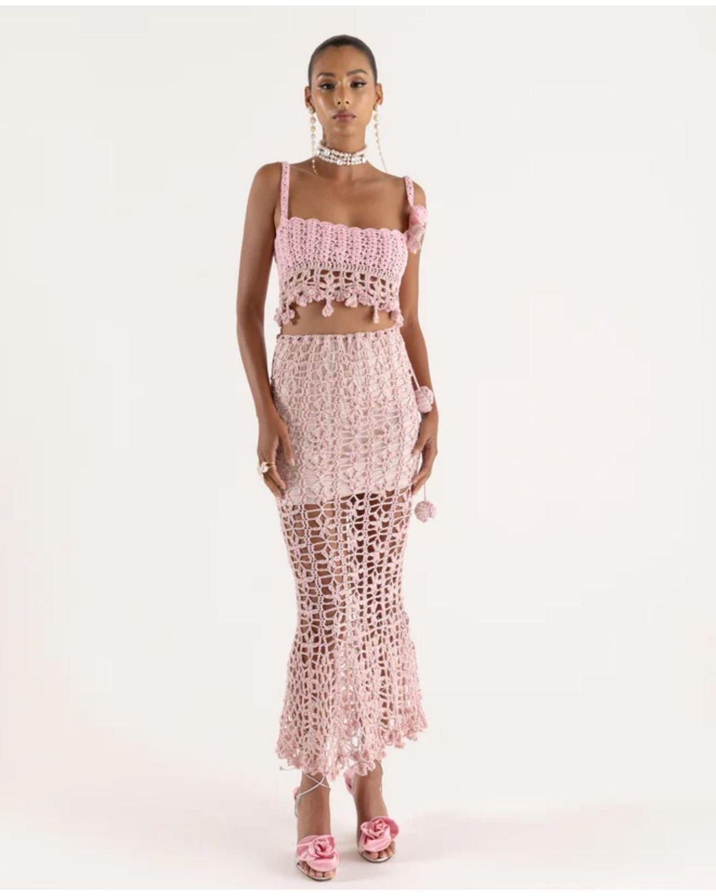 Andreeva Pink Vanilla Handmade Knit Skirt