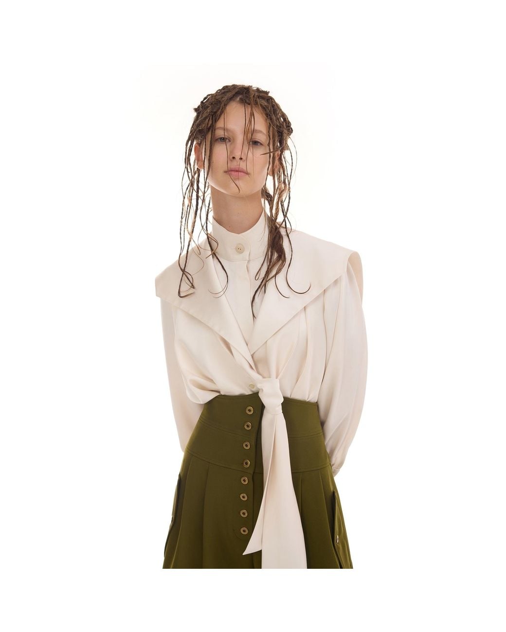 Julia Allert Green High-Waisted Cargo Culotte Shorts