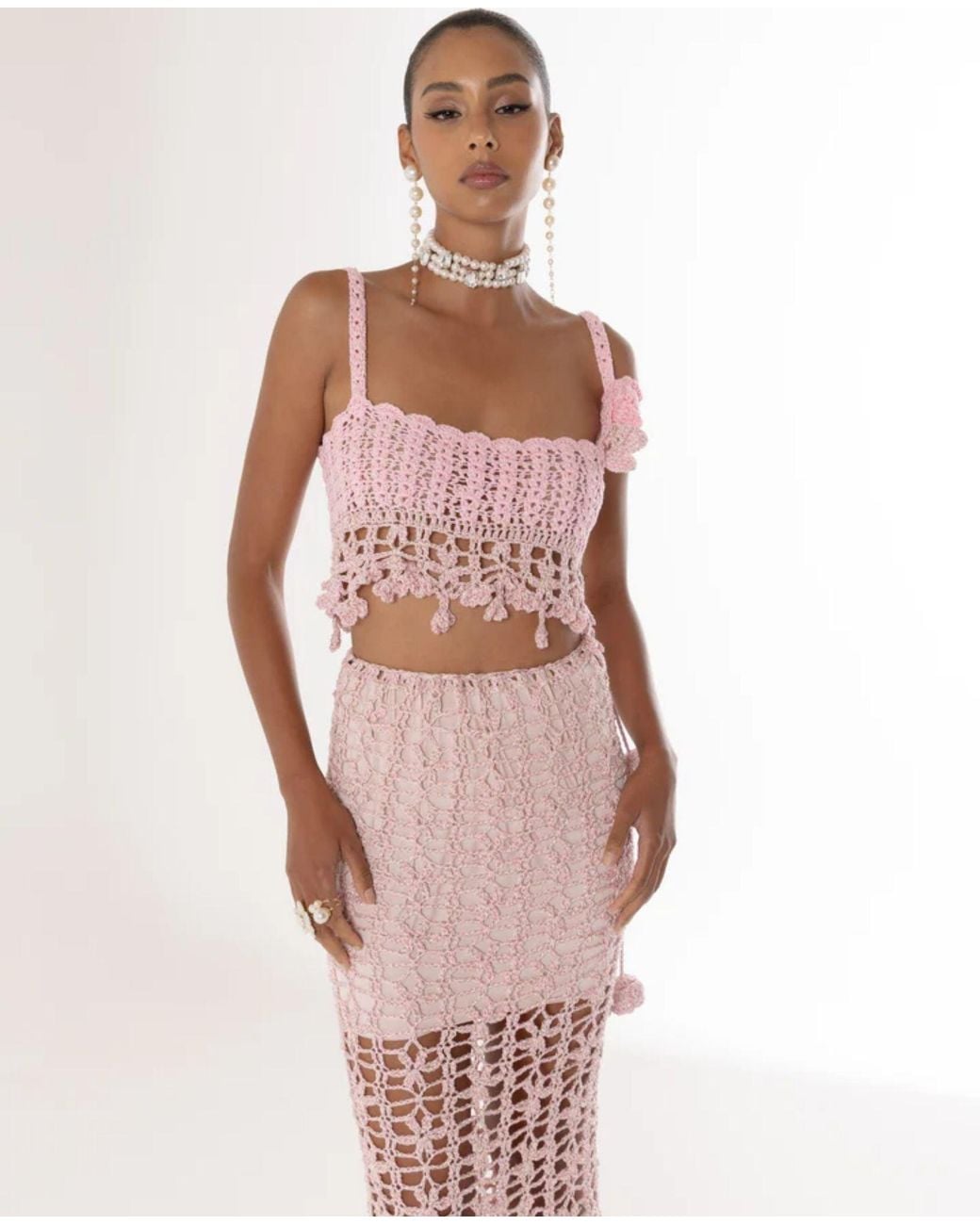 Andreeva Pink Vanilla Handmade Knit Skirt