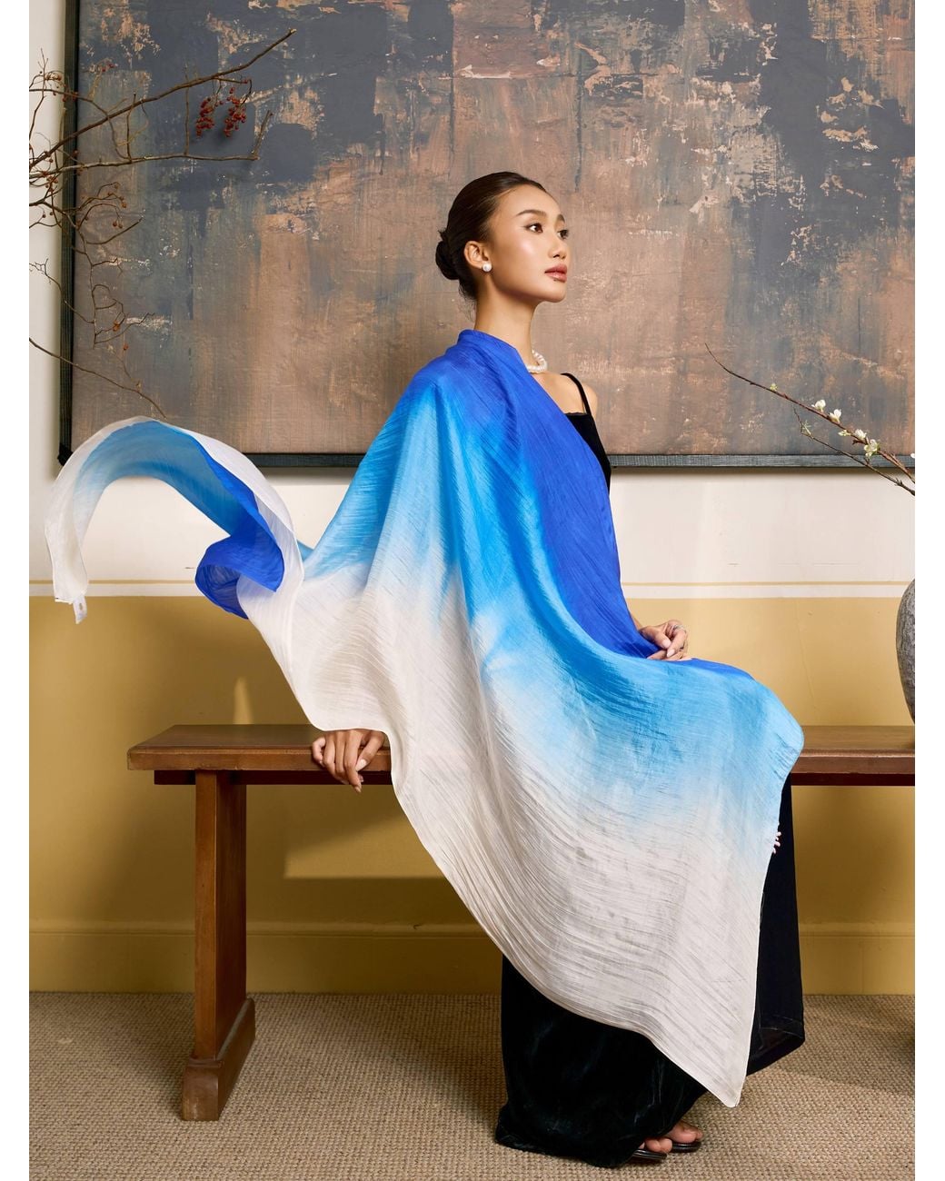 SILK & BEARS Blue Royal Ombre Scarf