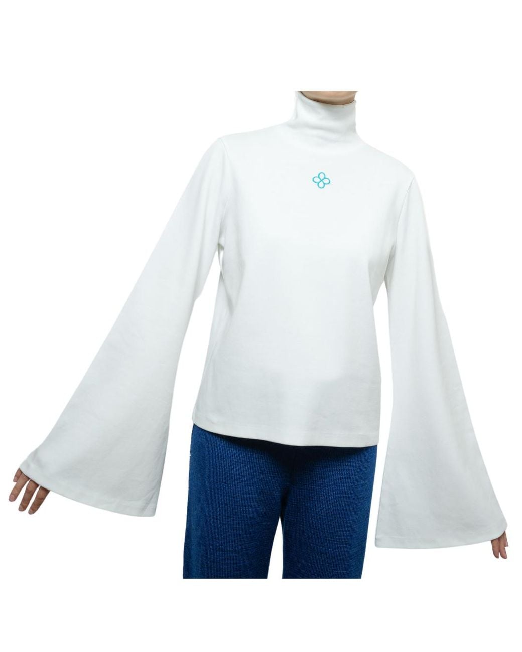 DIVINE HARMONIE White Organic Cotton High Neck Top