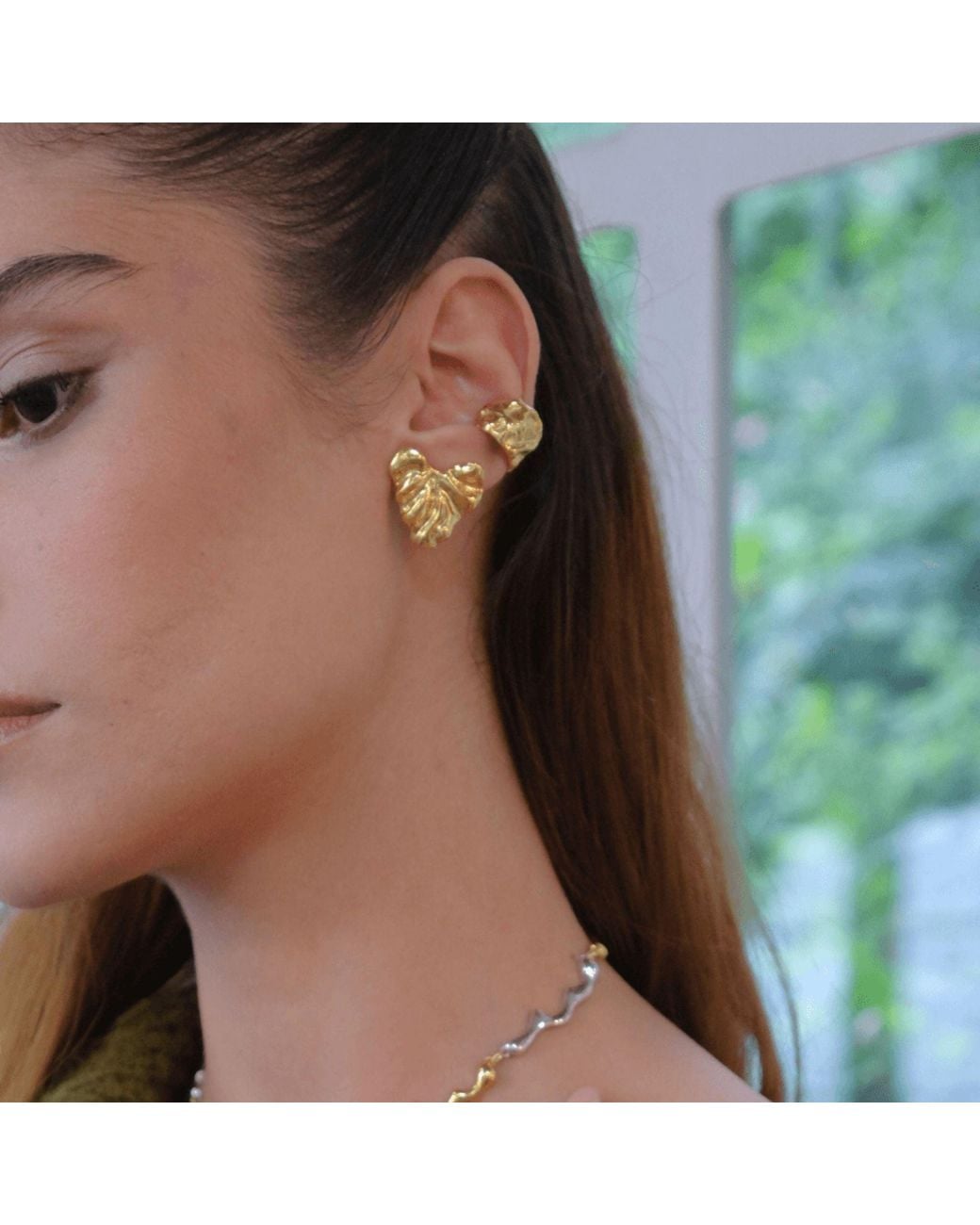 LINYA JEWELLERY Metallic Amorphous Cartilage Earrings