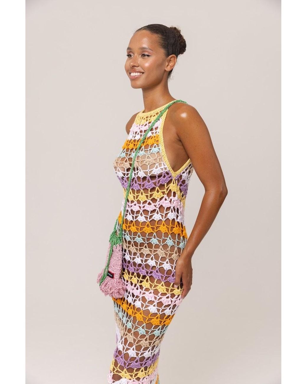 Andreeva Metallic Handmade Maxi Crochet Dress
