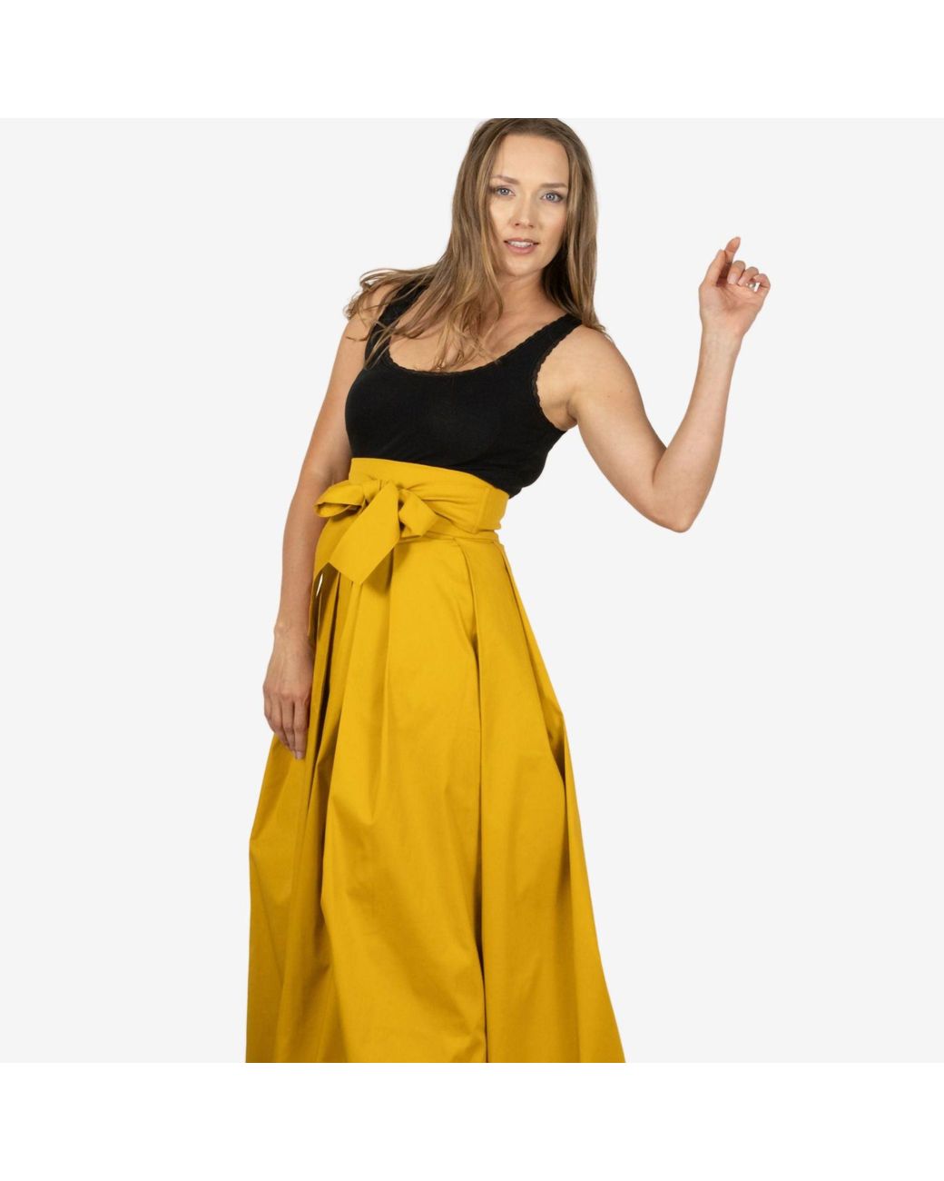 Nikka Place Yellow Peony Deep High Waist Cotton Skirt