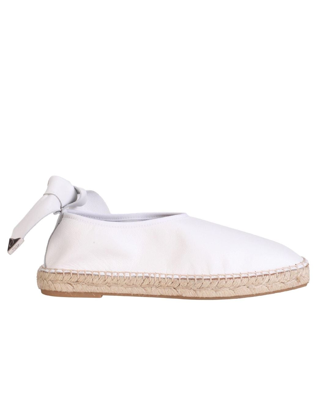 Toga White Leather Espadrille Slip-On With Chain