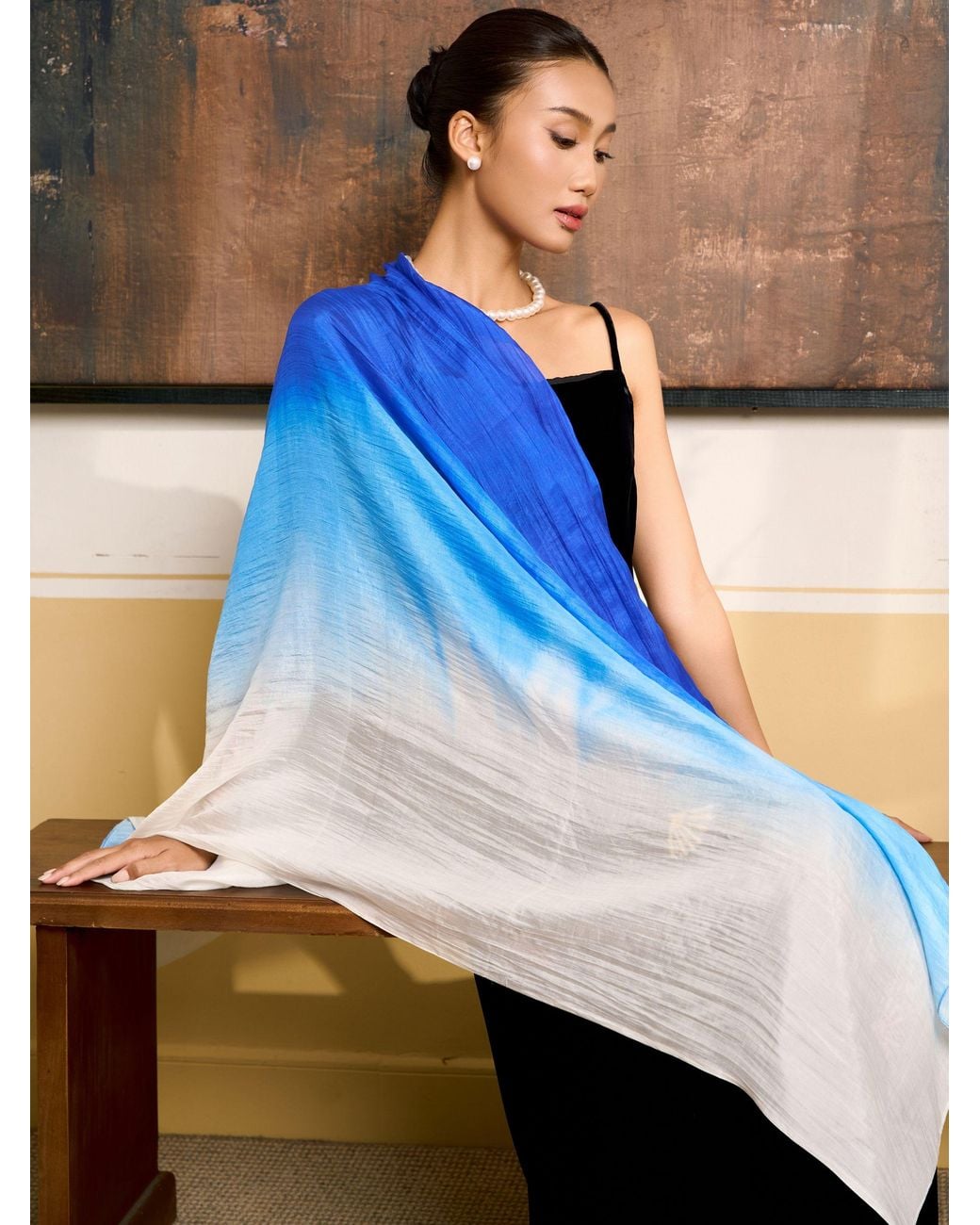 SILK & BEARS Blue Royal Ombre Scarf