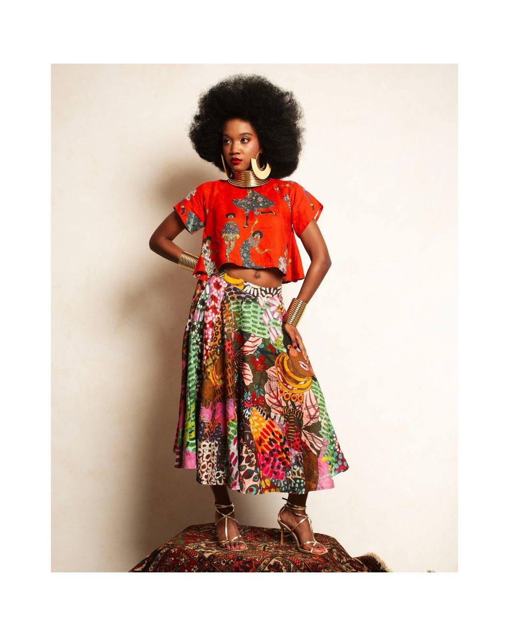 A.nty Story Multicolor A-Line Flare Skirt With Pockets