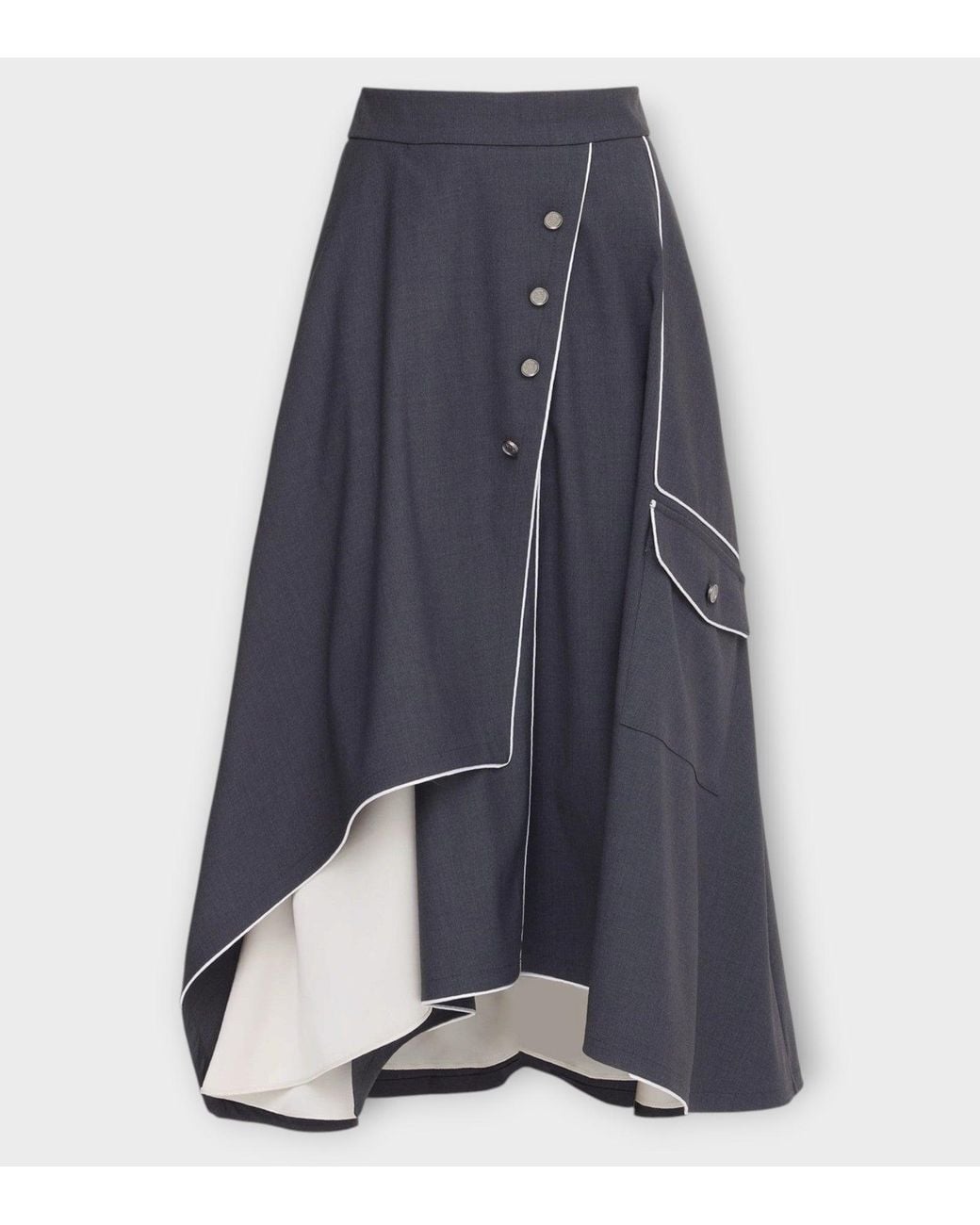 Julia Allert Blue Tailored Asymmetrical Midi Skirt