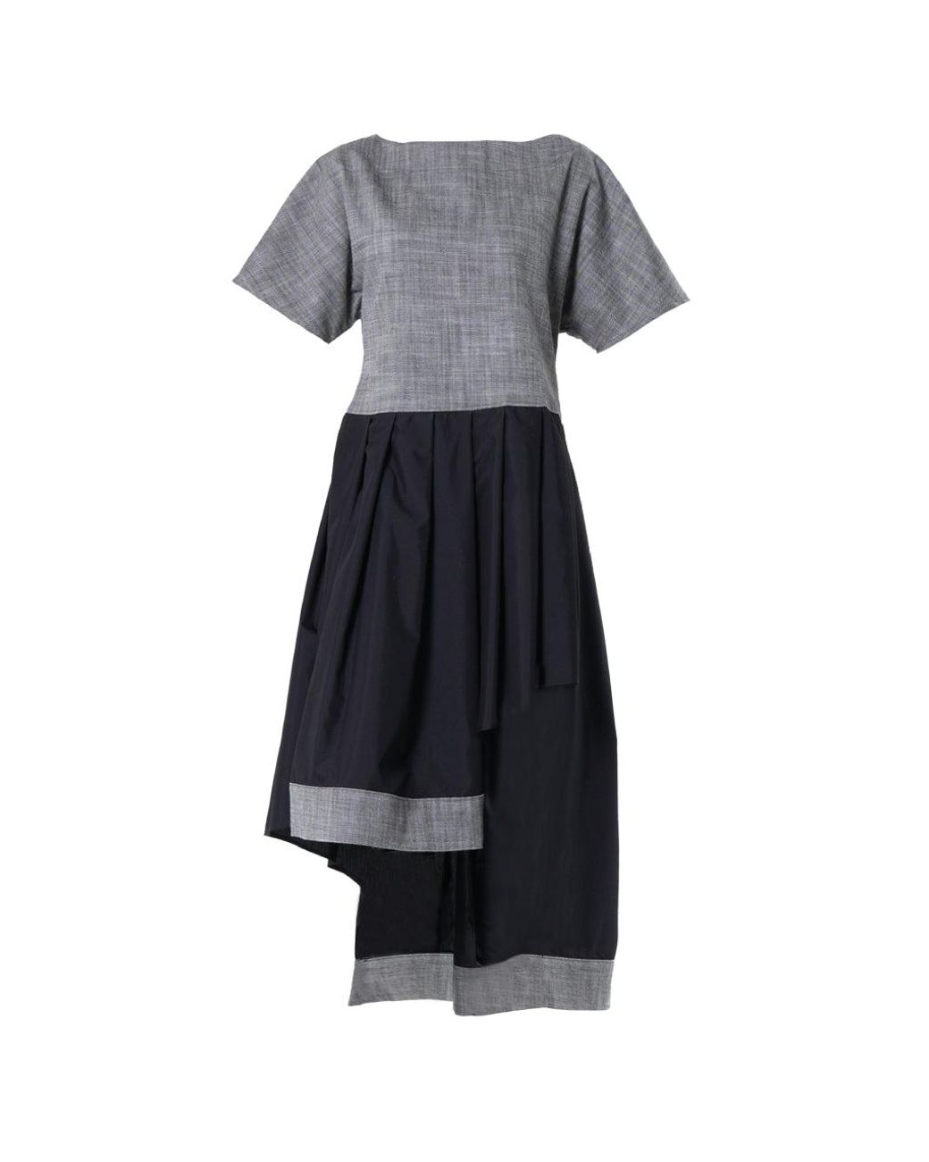 Metamorph Black Two-Toned Asymmetrical Denim Tunic Dress