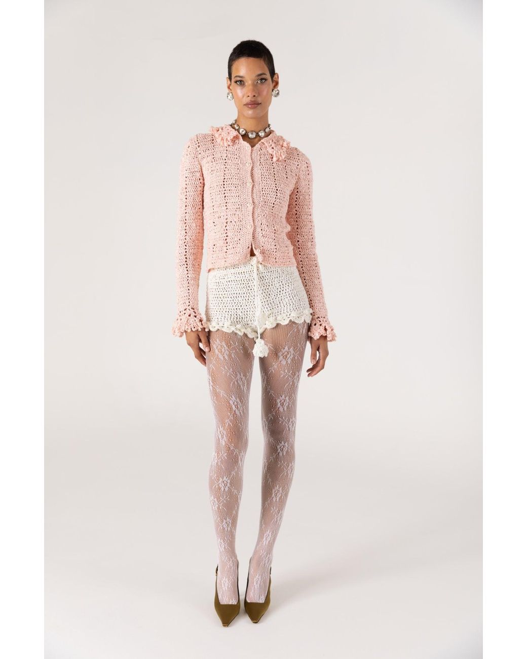 Andreeva Natural Chrysanthemum Handmade Crochet Shorts